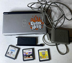 Nintendo Ds Lite Guitar Hero  Edition Console  ac Adapter  3 Games  All Tested