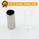 2 Pack Guitar Slide Set Glass And Stainless Steel For Bass Guitar   