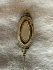 Vintage Enamel Hatpin     Art Deco Style Navette Shape  7 35    Long