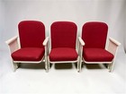 3 Theater Seats  Vintage Red Upholstered Tip-up Cinema Auditorium Seating  A3
