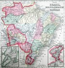 Antique 1869 Chile Brazil Bolivia Paraguay Uruguay   Mitchell  Hand-colored Map