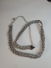 Vintage Chain Belt Silvertone Braided Metal Glam Adjustable 32  Up To 40  Waist