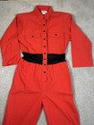 1980s Malouf Jumpsuit Women   s 7 8  m  Red Button Details 100  Cotton Vintage