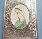 Antique Coin Silver   Enameled Cartouche Cigarette Case-jewelry Box persia india