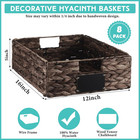 8 Pcs Wicker Storage Basket  Rectangular Water Hyacinth Storage Basket For Shelv