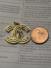 Chanel Lot Button Zip Pull 25mm Bright Gold  1pc Crosshatch Design Stamped