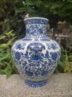 Chinese Porcelain Hand-painted Blue And White Vase With Qianlong Mk
