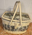 Vintage Large Woven Sewing Basket Retro Sewing Basket Wicker Box