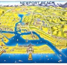 Map View Newport Beach - Balboa Island - California Pictorial   25x16  Original
