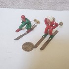 2 Vintage Barclay Toy Lead Figures Skiers Man Woman Great Paint 2 25 