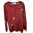 Carolina Colours Sweater Women s 20w Cardigan Button Front Embroidered Vintage