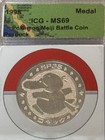 Meiji 1998 Pokemon Tcg Psyduck Battle Coin Metal Icg Ms69 Graded