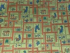 By 1 2 Yd X 36  Antique 1960 s Cotton Fabric Rooster Duck Daisy Floral Green Red