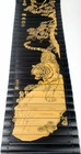 Vintage Chinese Bamboo Wall Art Scroll Etched Tiger And Tree 33  Black W  Box 