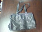 Coach Black Shoulder Bag Zip Top Double Handles Silver Hardware Stitching Buckle