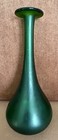Large Unmarked Iridescent Satin Bottle  vase Art Glass Vase  13 25    Tall 