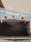 Handmade Crochet Vintage Clutch Purse Metal Kiss Lock Frame Evening Bag Grey