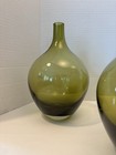 Vintage Ikea Jelinek Salong Vase Olive Green Hand Blown Short Neck Euc