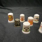 Vintage Lot Of 12 Thimbles Mixed Variety  Vernon Angel s  Advertising  Travel