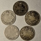 Five Pre-1920 Canada 10 Cents Sterling Silver   925 Fine  Coins - Under Melt