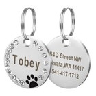 Paw Rhinestone Personalized Dog Tags Pet Cat Id Name Tag Engraved Free Hair Bows
