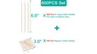500 Count 6 Inch Long Cotton Swabs With Sturdy Bamboo Sticks - Absorbent   Li   
