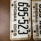 1969 Vintage Virginia License Plates Matched Pair 695-523