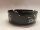 Golden Nugget Casino Las Vegas Black Glass Round Cigarette 3 5  Ashtray Vintage