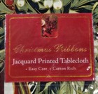 Christmas Ribbons Jacquard Printed Table Cloth  60x104 Oblong