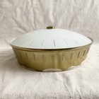 Vintage 50s Ceiling Light Fixture Round White Glass And Brass Mid Century Modern