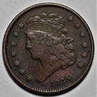 1835 Classic Head Half Cent - Rotated Die - Us 1 2c Copper Coin