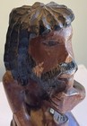Vintage Hand Carved Wooden African Tribal Man Sitting Holding Figure