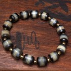 Tibetan Buddhism Agate 1 Stripe Healer Medicine Dzi Beads Amulet Bracelet G737