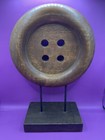 Oversized Wood Button Statue 13    Made In Philippines    prop Sewing Novelty