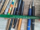 Vintage Mechanical Pencil Lot 19 Gold Tone Brooch Advertising Black Working