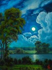 Oil Painting Original Florida Highwaymen Like Art Impressionist Moon Max Cole 2r