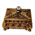 Vtg Baroque Ornate  Casket Jewelry Box  Lid Finial Bronze Finish-very Good Old