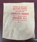 Vintage Canvas Money Bag From The Charlotte Branch Federal Reserve Bank Used