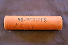 1955  p  Lincoln Cent Original Bank Wrap Roll Obw Penny Roll