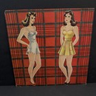    vtg Original 1942 Three Sisters W cloth-likeclothes Flocked Paperdolls  uncut    