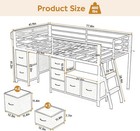 Twin Low Loft Bed With 7 Storage Drawers  Bookcase And Led Lights  Metal Kids 