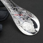 Real 999 Fine Silver Spoon Peony Pattern Handle Dinner Spoon 4 01inch 16-17g