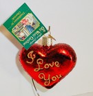 2006 - I Love You Heart - Old World Christmas - Glass Ornament New W tag 30021