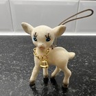 Vintage Mcm Christmas Decor White Flocked Reindeer Deer Bell 3 5    Ornament