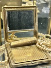 Vtg 1940s Gem Rare Kigu Powder Compact Lipstick Holder Gold Uk Case Makeup Sign