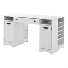 Pemberly Row Traditional Craft Table With Storage In Pure White