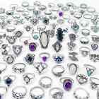 50pcs lot Bohemian Antique Silver Vintage Rings Mix Women Stone Retro Charms