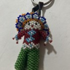 Vtg Beaded Doll Native American Key Holder Good Luck Chief Head Dress Southwest