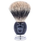 Parker Pure Badger Shaving Brush With Black   Chrome Handle   Stand   22mm Kn   