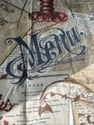 Pottery Barn Napkin Nautical Pattern 1 Cream Rust Blue Brown Tans Navy
